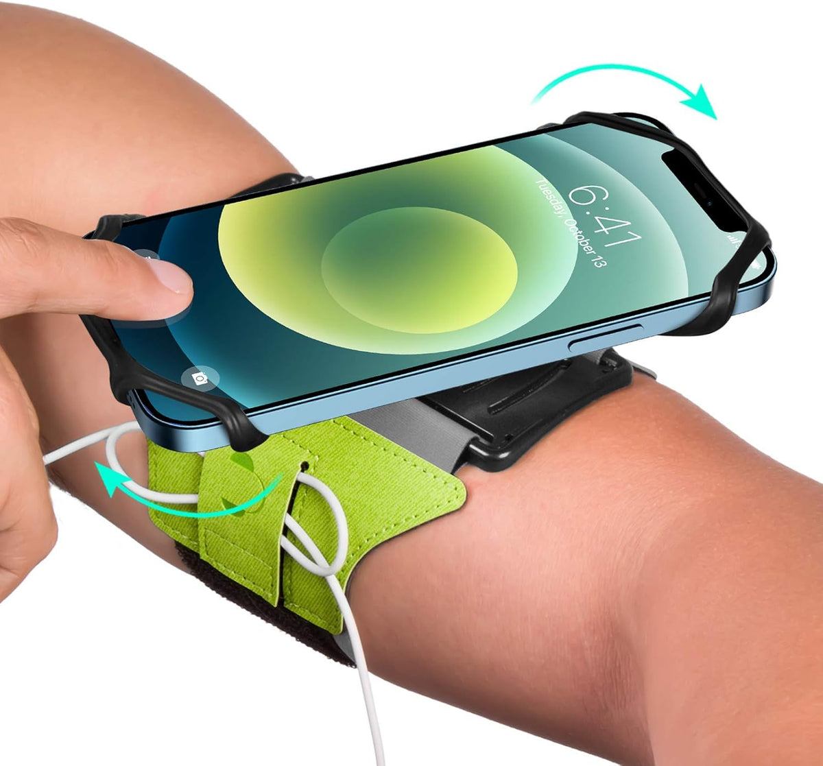 VUP Running Armband 360°Rotatable for iPhone 13/Pro Max/Pro/Mini/12/11/SE/Xs/XR/X/8/7/Plus, Fits All 4-6.7 Inch Smartphones, with Key Holder Phone Armband for Running Hiking Biking (Green)