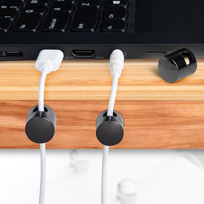 SmallCat 3 Sets Charger Holders for Cords, Black Cord Holder for Nightstand