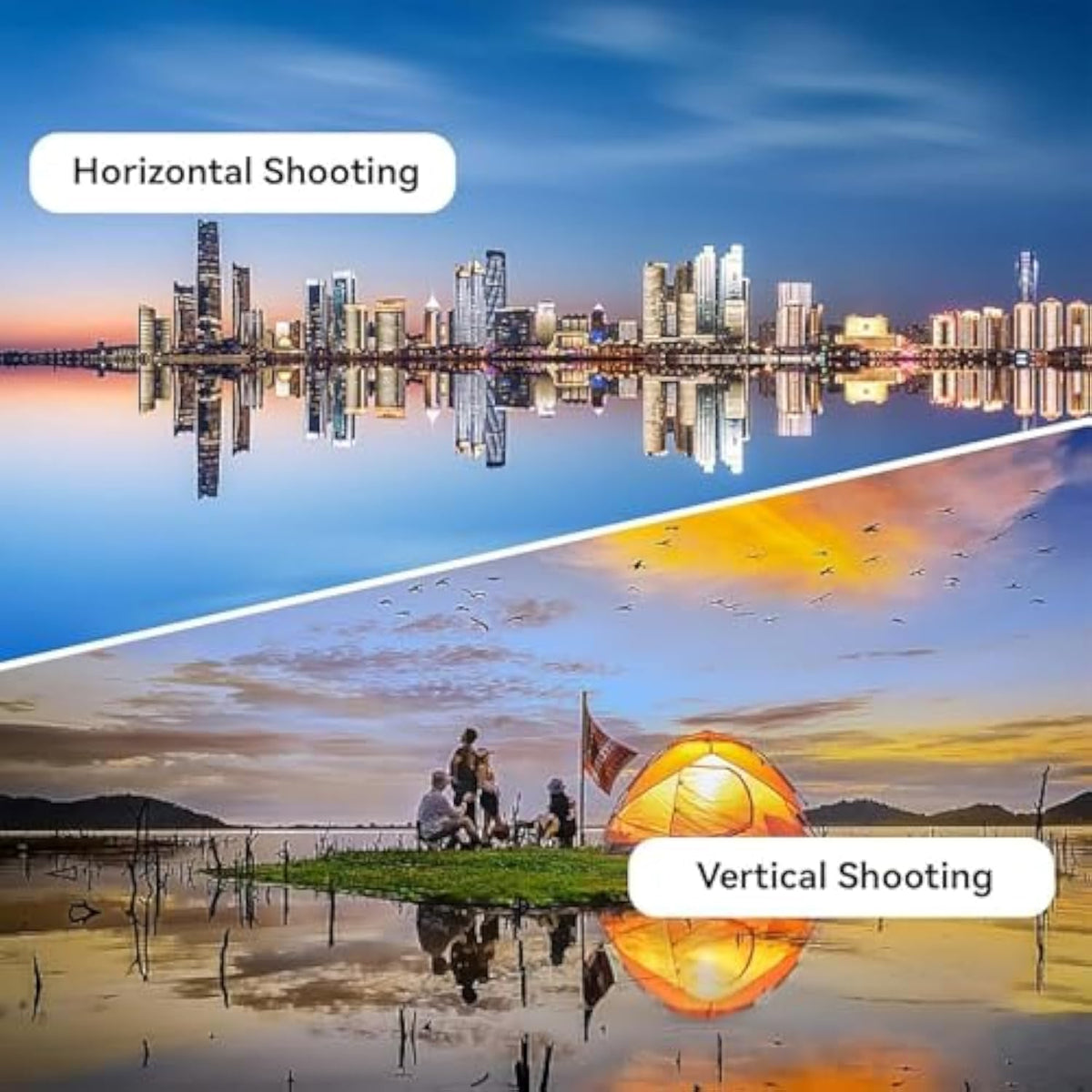 Mirror Effect Lens - Capture Stunning Reflections Instantly, Smartphone Camera Mirror Reflection Clip Kit, Mirror for Phone to Use Back Camera, for Travel Photography (White)