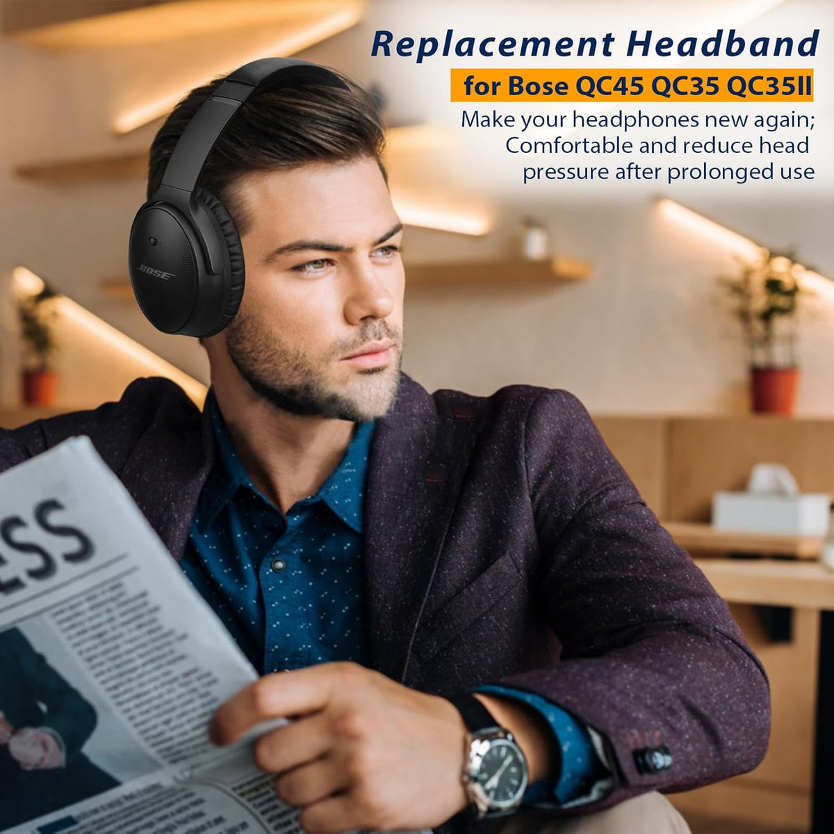 Headband Cushion Cover for Bose QuietComfort 45 (QC45) QC35 QC35 II Headphones with Protein Leather& Memory Foam (Cypress Green)