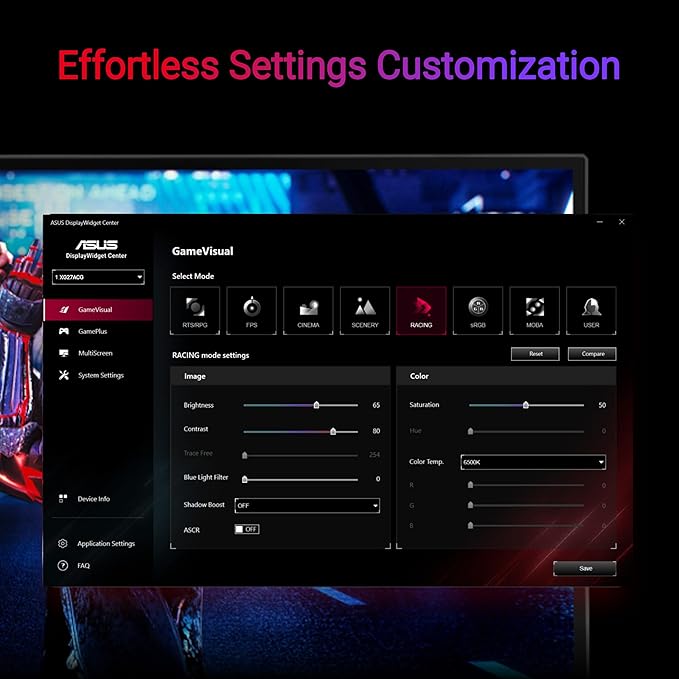 ASUS ROG Strix 27” 1440P USB-C HDR Gaming Monitor (XG27ACG-W) - White QHD 180Hz 1ms Fast IPS DCI-P3 95% Extreme Low Motion Blur Sync G-Sync Compatible Tripod Socket AI Gaming 3yr Warranty