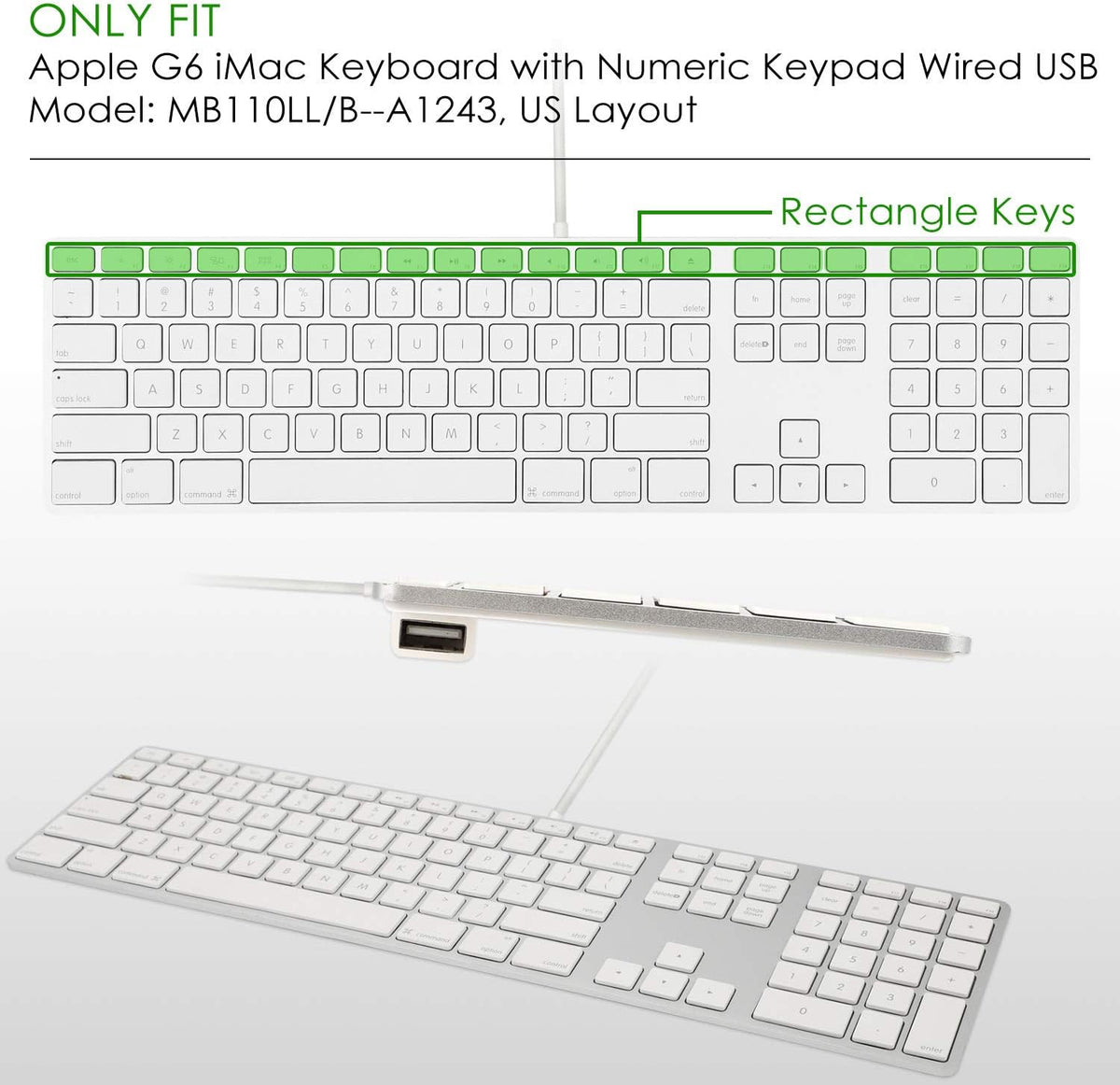 Allinside Black Keyboard Cover for iMac USB Keyboard A1243 MB110LL/B