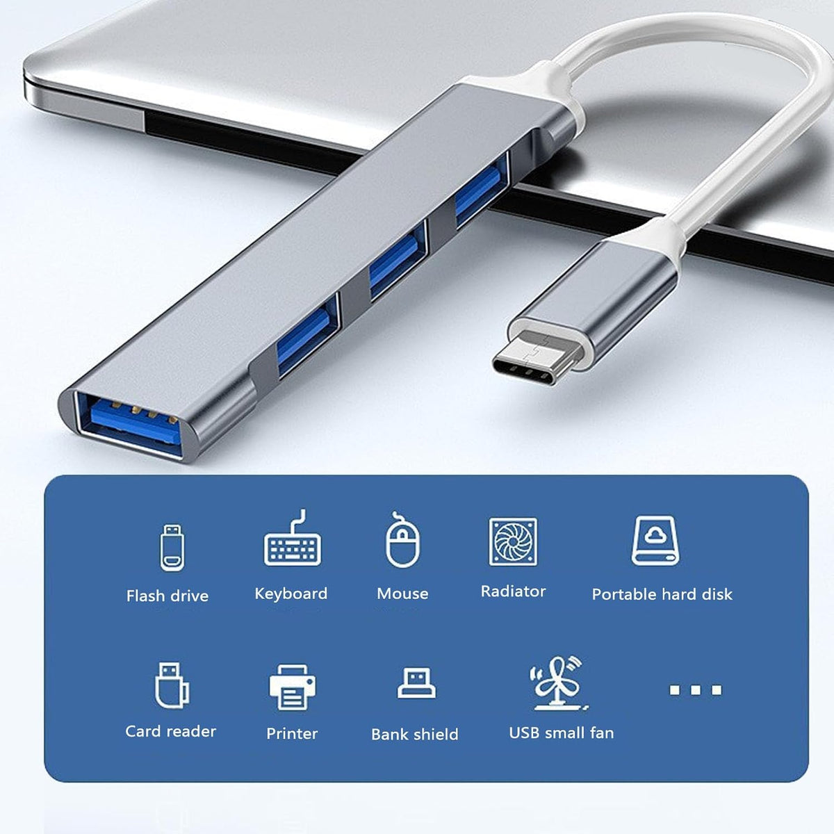 7 1 1 3.0, 2 2.0 USB A C Hub, Aluminum in USB Hub, USB Hub with USB A USB and Type C Ports for PC Computer Mobile Phone