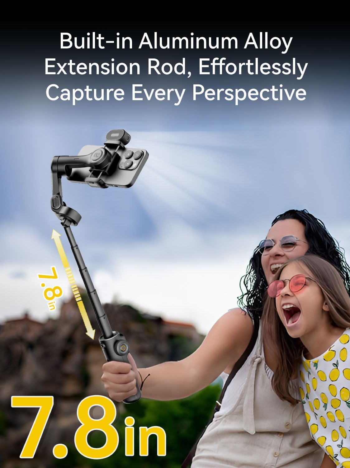 Gimbal Stabilizer for iPhone, Phone Gimbal w/RGB Magnetic Fill Light, Foldable Gimbal Built in 7.8' Extension Rod and OLED Display for iPhone/Android Excellent for Vlogging-Smart X2 Kit Black
