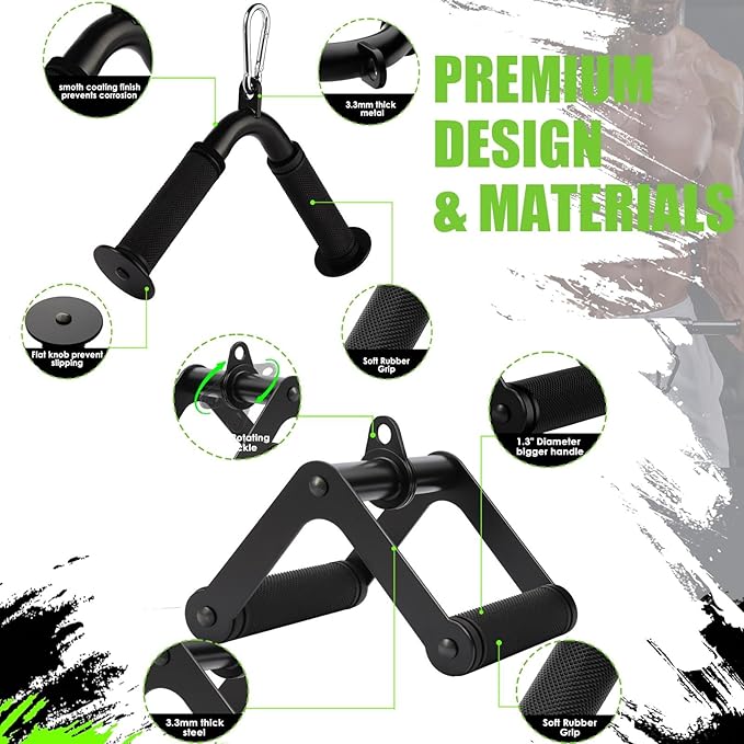Cable Machine Attachment LAT Pulldown Attachments Cable Machine Accessories for Home Gym Weight Workout (Black-4)