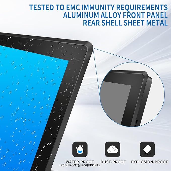 10.1 Inch Industrial Touch Screen Monitor 10 Points Touch Ratio 16:10 Capacitive PCAP Display 1280 x 800R Active Matrix TFT LCD LED Backlight VGA DVI HD-MI Ports
