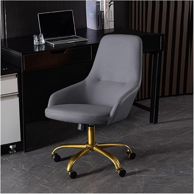 Adjustable Office Computer Chair with Armrest Leather Office Chairs Meeting Room Computer Chair Backrest Gaming(Light Orange-Silver)