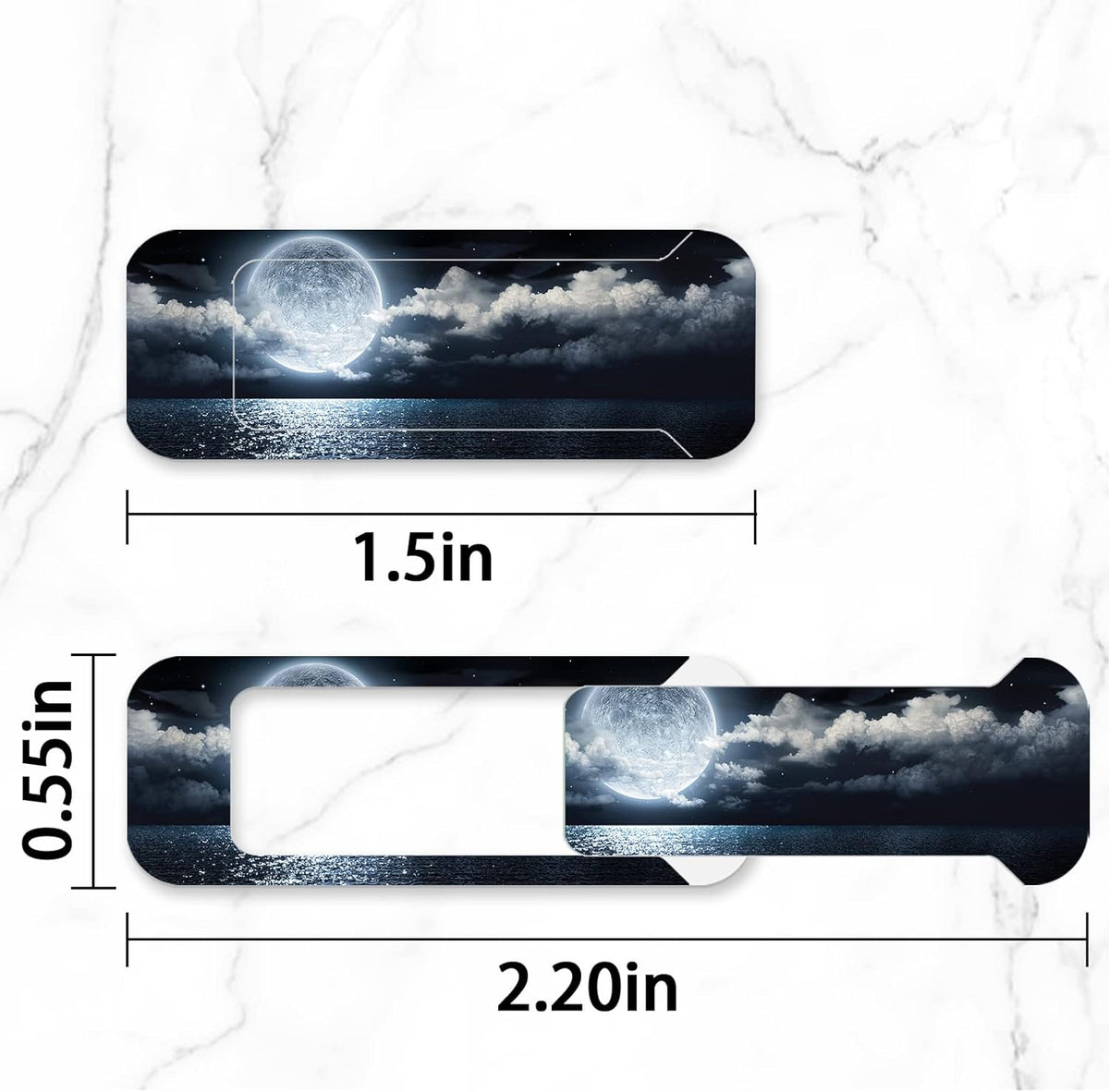 Webcam Cover, 3 Pieces, Laptop Camera Cover, Privacy Shielding Capacity is Twice as Big as The Traditional, Suitable for Computer Mobile Phones, laptops, Tablets and so on (Moon by The sea)