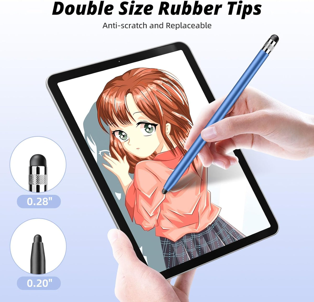 Rubber Tips for Stylus Pens (15 Pair, 0.2'' & 0.28'') Replacement nibs for Touch Screen Pen,Soft,No Scratches,Universal Stylus Ends
