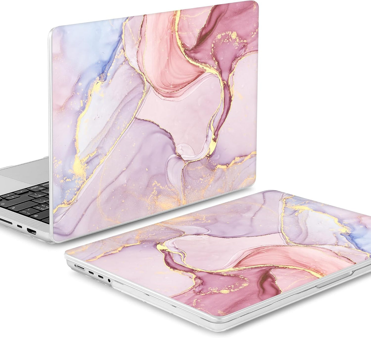 Mektron Case for MacBook Pro 16" M4 A3403 A3186 M3 A2991 M2 A2780 M1 A2485 (2021/2023/2024) Pro/Max with Touch ID, Hard Shell Plastic Laptop Cover Keyboard Cover Screen Protector, Pink Marble