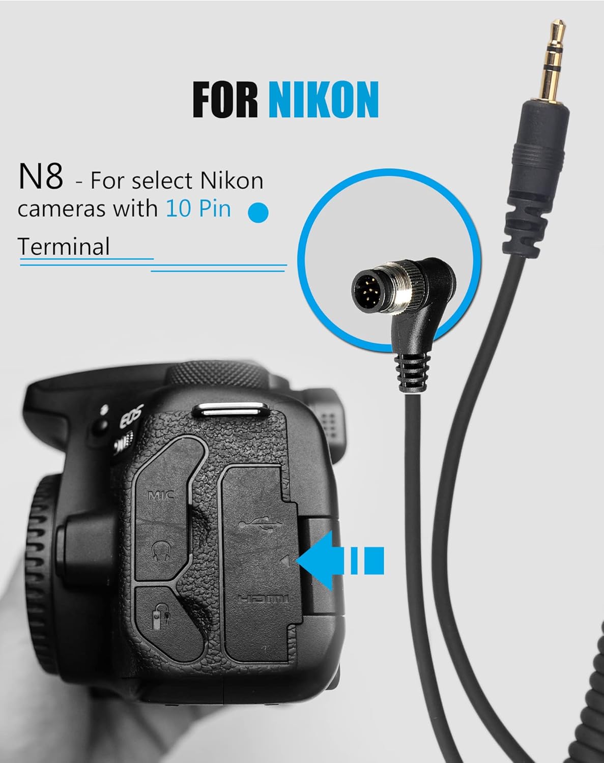 Camera Wireless Interval Shutter Remote Timer Release Compatible with Df Z7 Z7II Z6 Z6II Z5 D750 D780 D5300 D3100 D5600 COOLPIX P1000 P950; Replaces Nikon MC-DC2