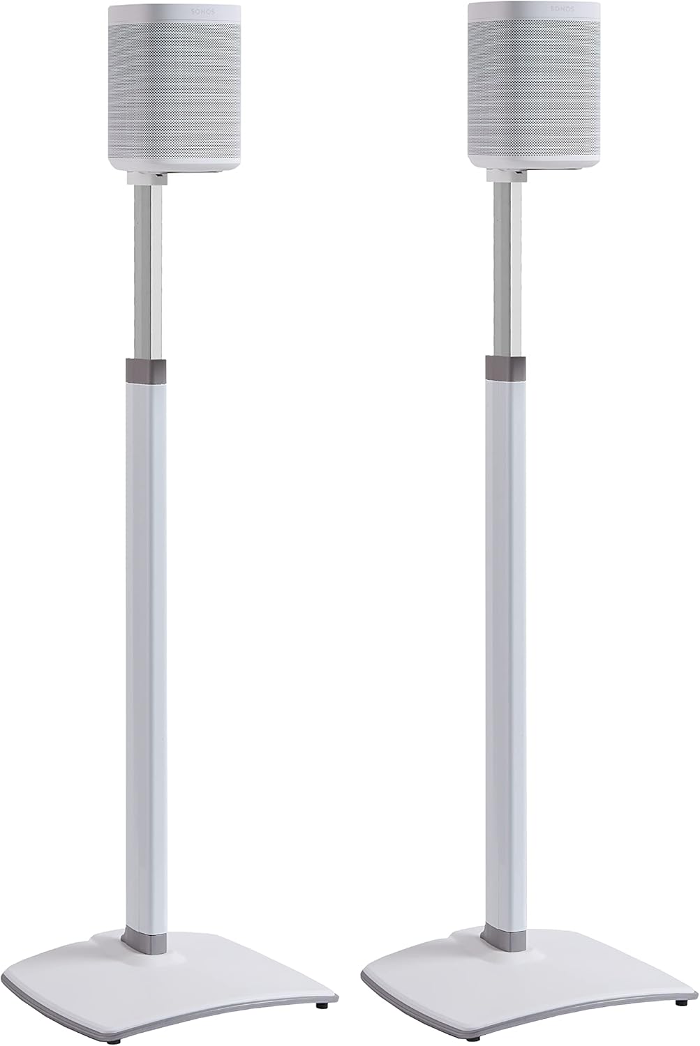 SANUS Adjustable Height Wireless Speaker Stands Designed for Sonos One, One SL, and Play:1 - Tool-Free Adjustment up to 16" and Built-in Cable Management (White)