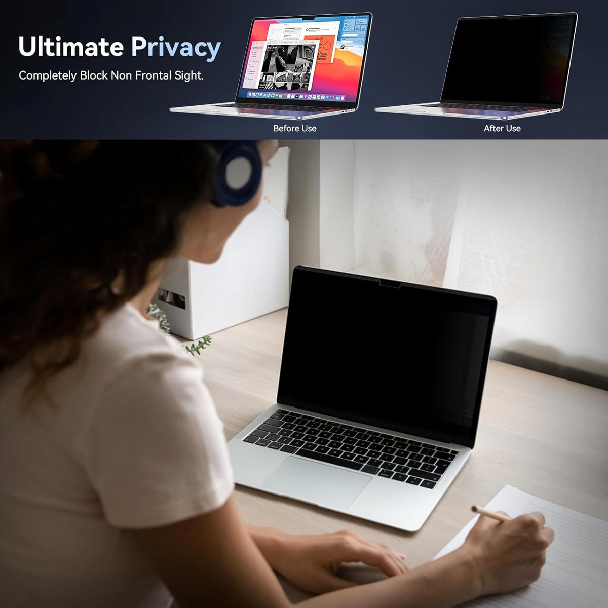 Magnetic Privacy Screen Protector Compatible with MacBook Air 15 Inch (2023 Release), Removable Anti Spy Blue Light Glare Shield Film Laptop Privacy Filter for Apple Mac Air 15.3" M2 (A2941)