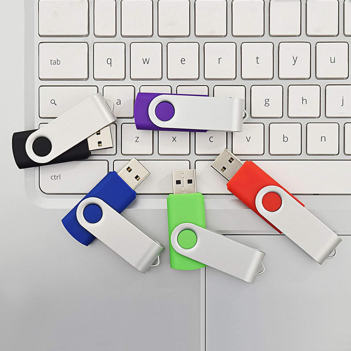 KOOTION 2GB Flash Drive 2gb USB Flash Drive 10 Pack Thumb Drive Memory Stick Swivel Jump Drive Keychain Design, Mixcolored