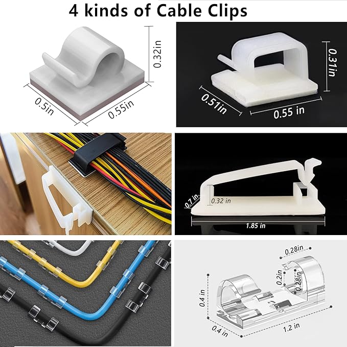 DRIVUU White Cable Management Organizer Kit 4 Cable Sleeve Split 311Pcs