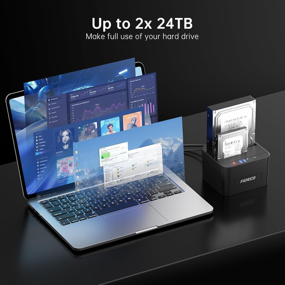 FIDECO 2.5 3.5 inch 3.0 External Hard Drive Docking Station, Hard Drive Dock for and SATA HDD SSD, HDD Docking Station