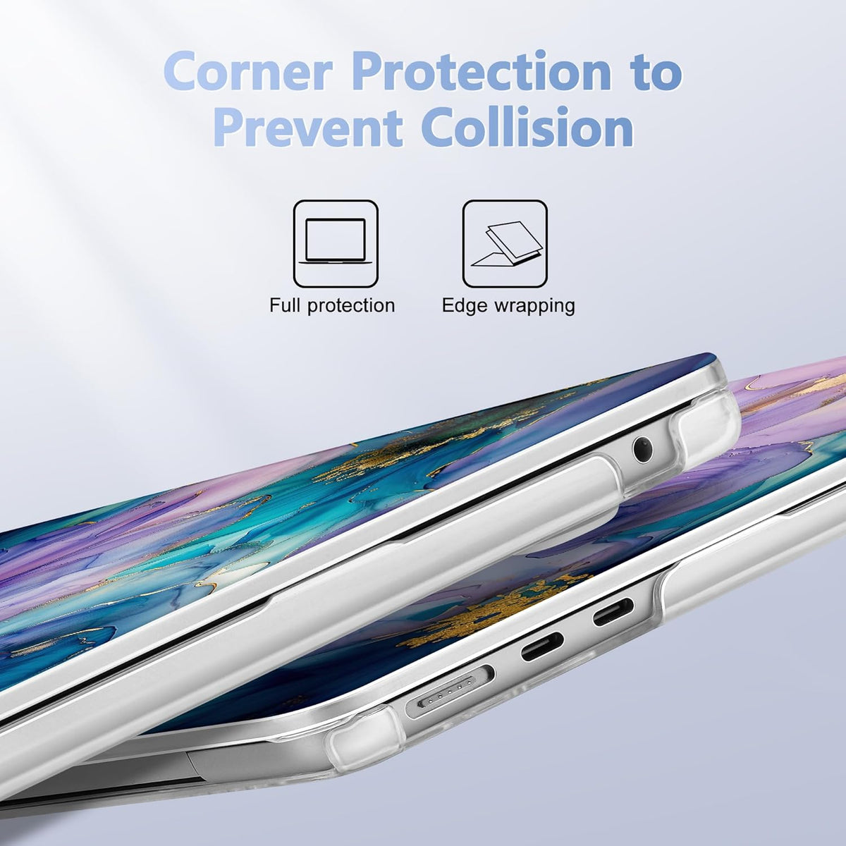 Case for MacBook Air 15 Inch 2025 2024 2023 Release M4 A3241 M3 A3114 M2 A2941, Hard Shell with Screen Protector & Keyboard Cover, Compatible with Touch ID, Fluid Art Flowers