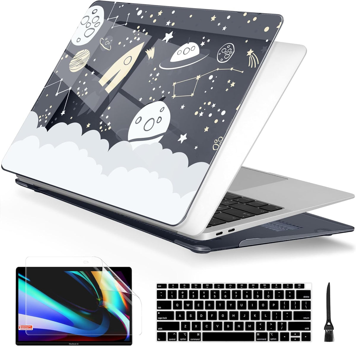 Batianda Case for M1 MacBook Air 13 Inch Model A2337 A2179 A1932 2021 2020 2019 Release,Lovely Creative Series Design Hard Shell with Keyboard Cover & Screen Protector, Aviation