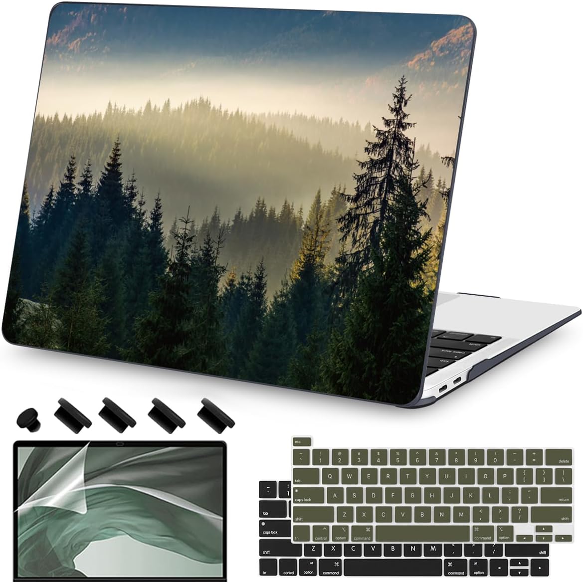 Teryeefi Compatible with MacBook Pro 13 inch Case M2 M1 2024, 2023, 2022-2016（A2251 A2289 A2159 A1989 A1708 A1706 with Touch Bar, Plastic Hard Shell Cover for 13" MacBook Pro, Forest Landacpe