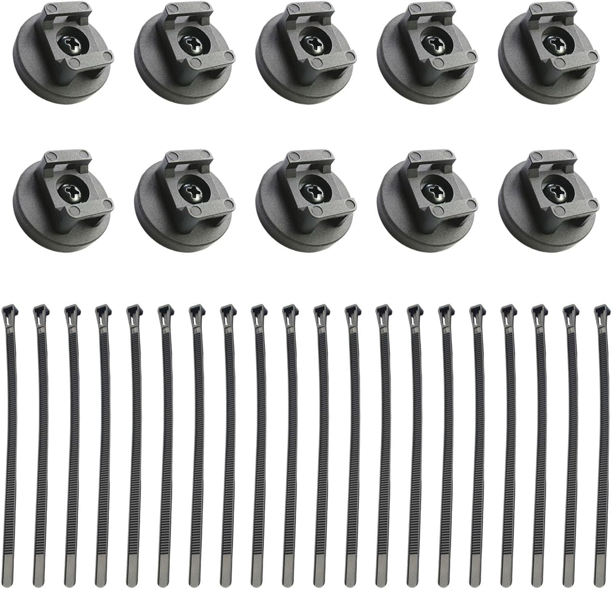 DyaMag 10 Pack 20 31mm Magnetic Zip Tie Mounts, Heavy Duty Magnetic Cable Holder with Reusable Zip Ties - Multipurpose