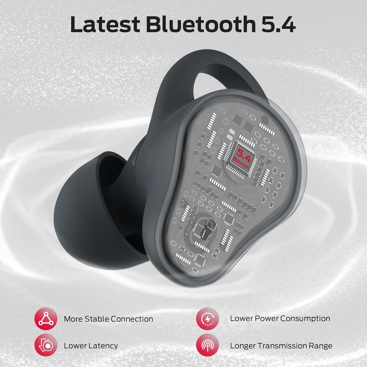 Monster N-Lite 210 Wireless Earbuds, Bluetooth 5.4 in-Ear Stereo Headphones, Built-in Mic for Crystal Clear Call, 32H Playtime, Type-C Charging, Waterproof in-Ear Ear Buds Earphones for Sports, Grey