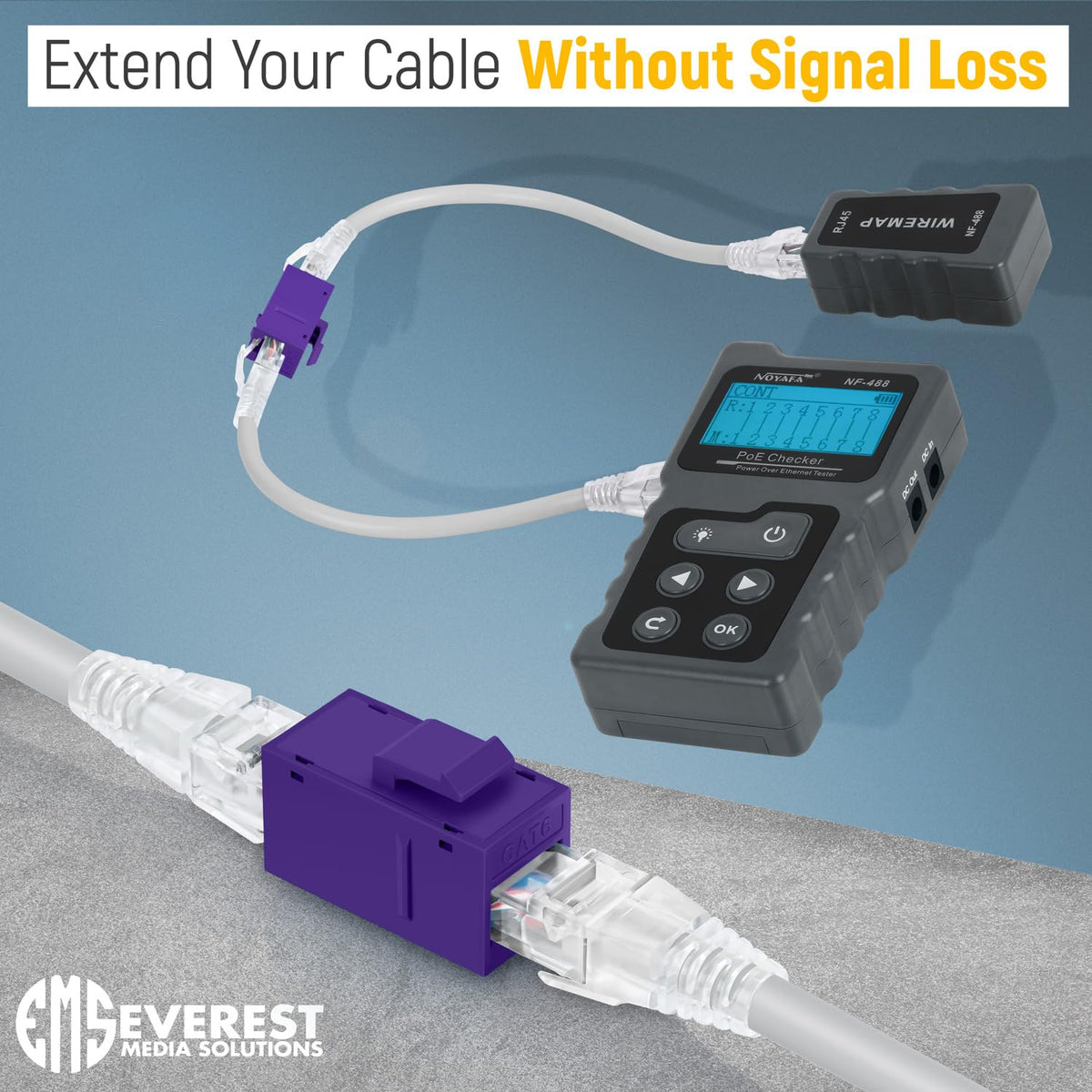 Everest Cat6 RJ45 Keystone Coupler (12-Pack) - Purple - Female to Female - Ethernet Coupler - Cat 6 Compatible with Cat5e