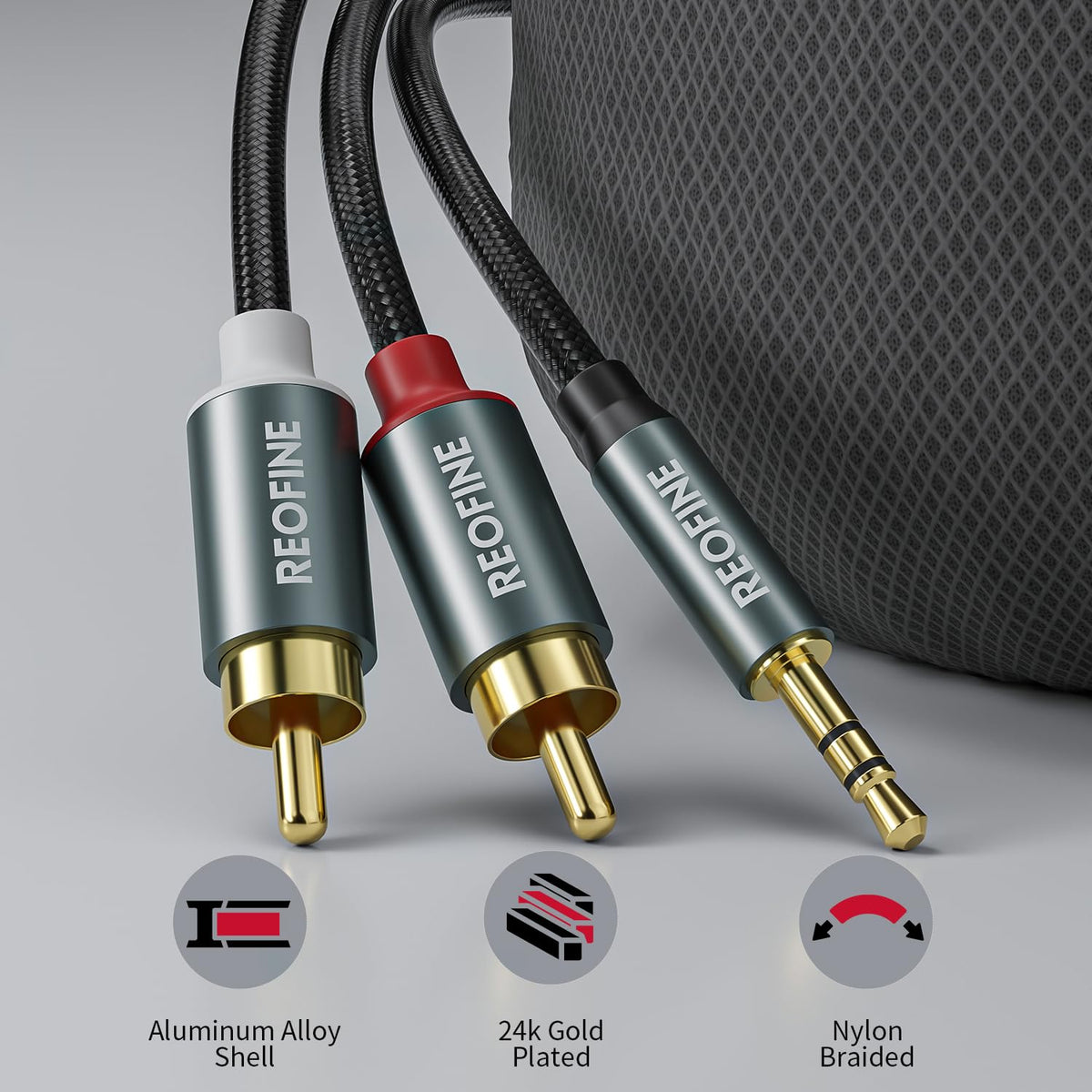 3.5mm to RCA Cable (3Feet/1M),3.5 mm 1/8 to RCA 2-Male Headphone Jack Adapter HiFi Sound Splitter Auxiliary Cord for Smartphone,MP3 Players,Laptops,Tablet,Speaker