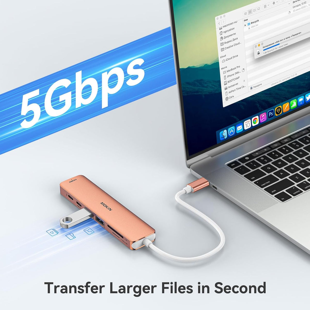 USB C Hub HDMI Adapter for MacBook Pro/Air, MOKiN 7 in 1 USB C Dongle with HDMI, SD/TF Card Reader, USB C Data Port,100W PD, and 2 USB 3.0 Compatible for MacBook Pro/Air, Dell XPS, Lenovo Thinkpad.