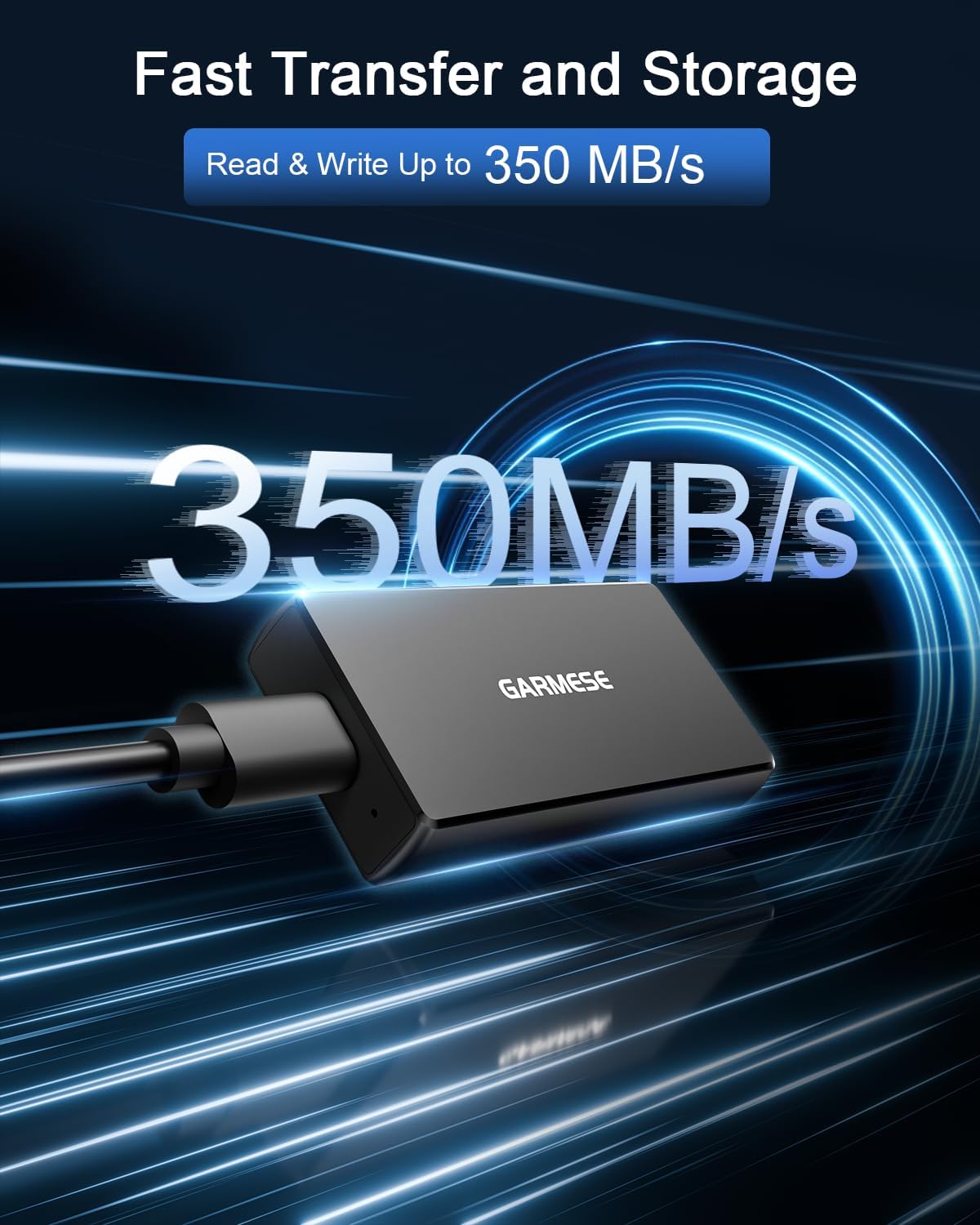 120GB Portable SSD Up to 350MB/s USB 3.2 Gen 1 External SSD with Dustproof/High Temperature Resistance Type-C External Solid State Drive Reliable Storage