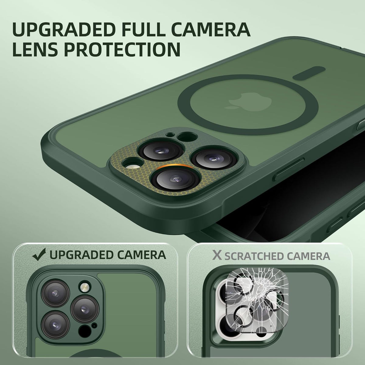 BERFY Magnetic for iPhone 16 Pro Case, Compatible with MagSafe, Built-in Privacy Screen Protector and Upgraded Camera Protection, Anti-Spy Full Body Shockproof Phone Case for 16 Pro 6.3", Green