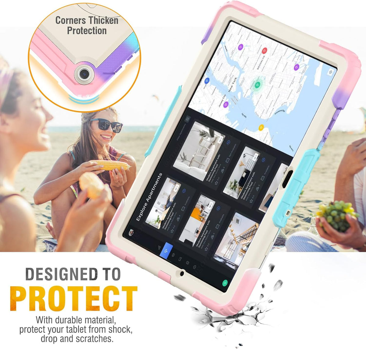 HXCASEAC Case for Samsung Galaxy Tab A9+ Plus 11 Inch, Protective with Screen Protector/Hand Strap/Pen Holder, Sturdy Shockproof Galaxy A9 Plus Tablet Case 2023 SM-X210/X216/X218 - Pink