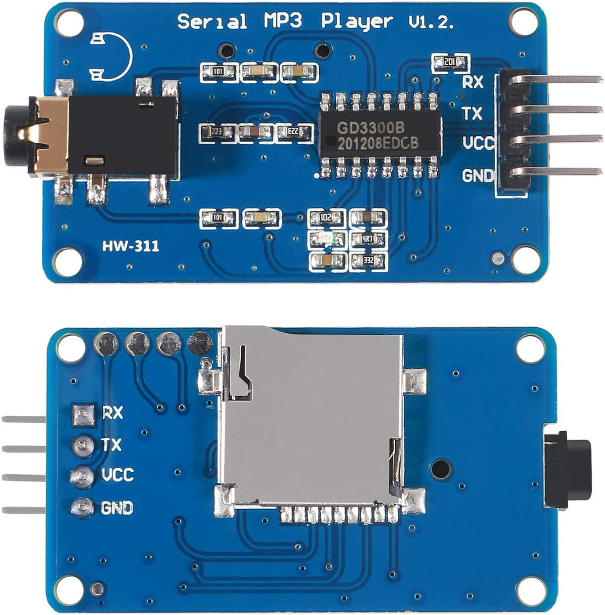 5Pcs YX5300 MP3 DORHEA UART Control Serial Music Player Module Voice Serial Port UART Control Module with TF Card Slot