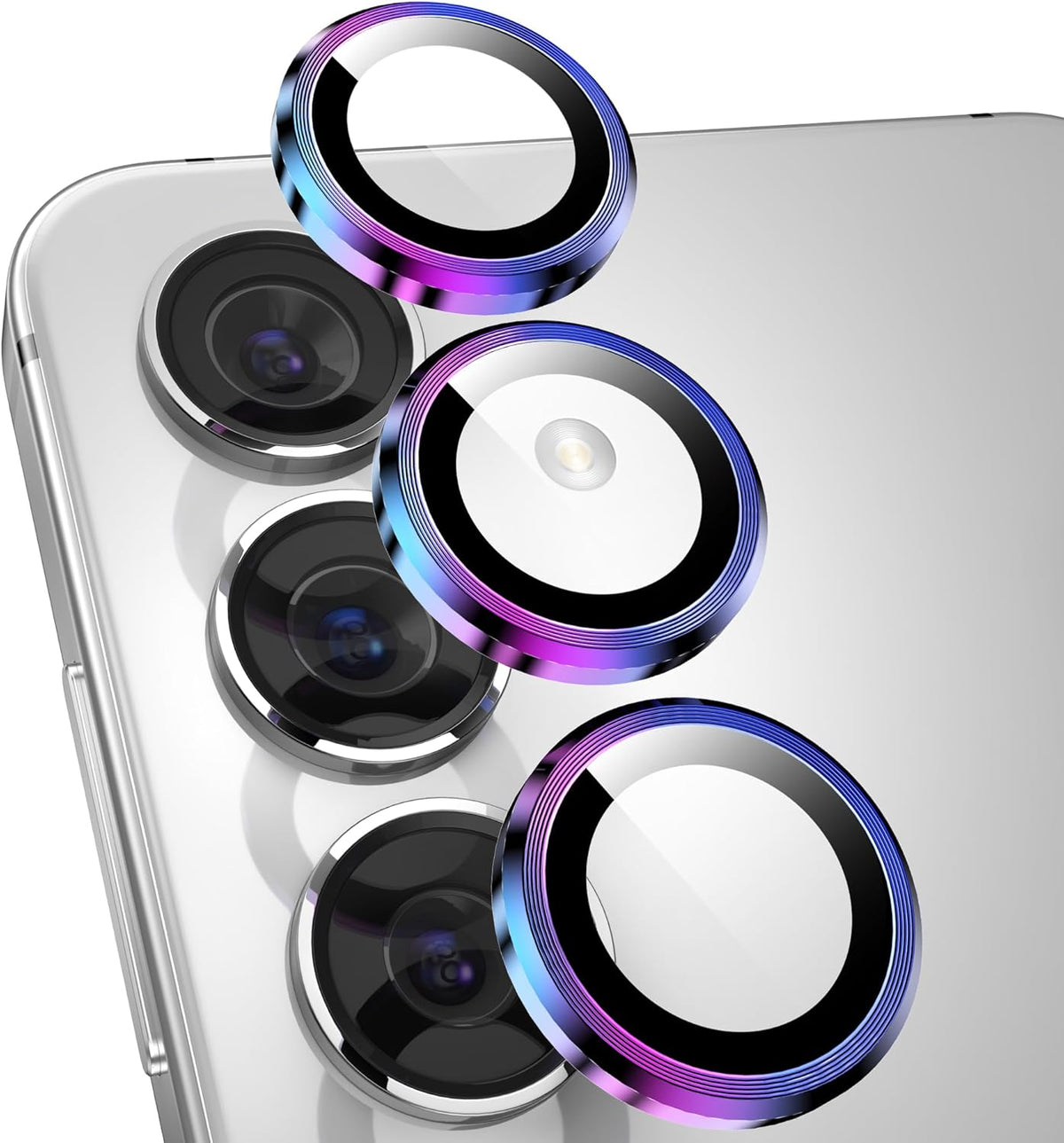 YWXTW Camera Lens Protector for Samsung Galaxy S24 Plus Accessories, 9H Tempered Glass Metal Individual Ring Camera Cover Screen Protector for S24 Plus, Case Friendly, Anti Scratch (Multi-Coloured)