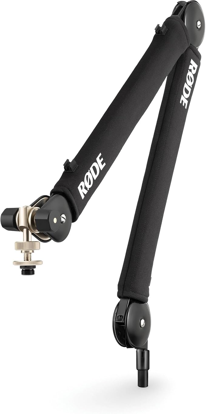 Rode PodMic USB Dynamic Broadcast Microphone with Rode PSA1+ Broadcast Microphone Boom Arm XLR Cable Purple SC27 USB-C to USB-C Cable and Purple WS14 Pop Filter
