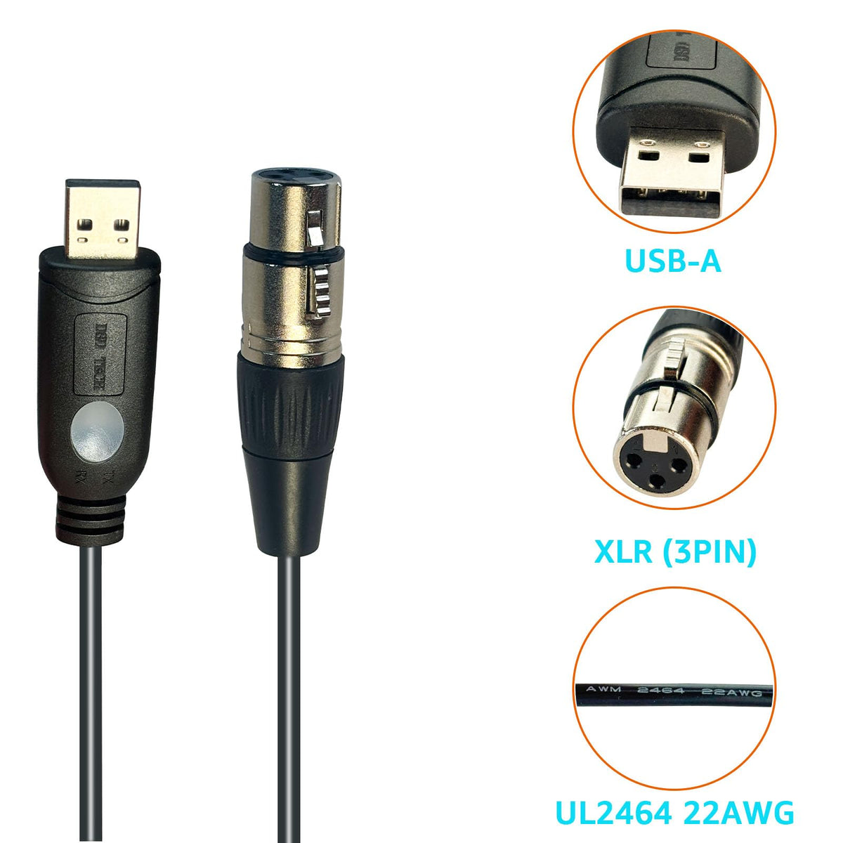 DSD TECH SH-AU20A USB to XLR Cable for Dynamic Microphones Such as Shure(5.9FT)