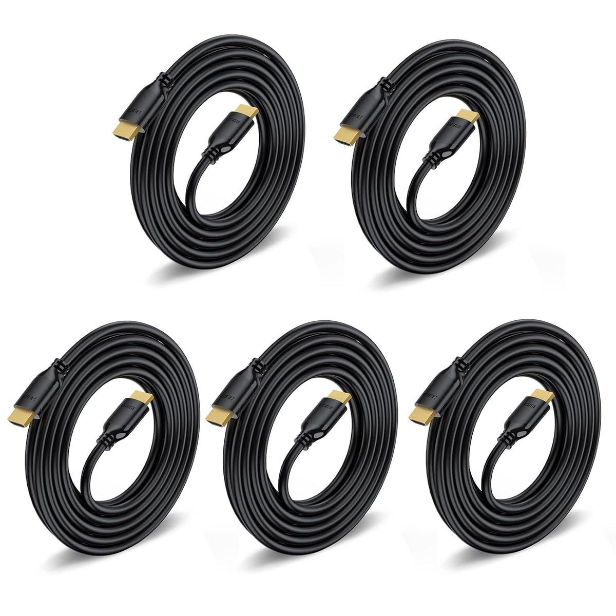 4K 10FT 5-Pack, 10 4K@60Hz, 2K 1440P@144Hz, 1080P, 2.2, 3D, PS5, PS4, HDMI Cable HDMI Cord Foot High Speed HDMI to HDMI