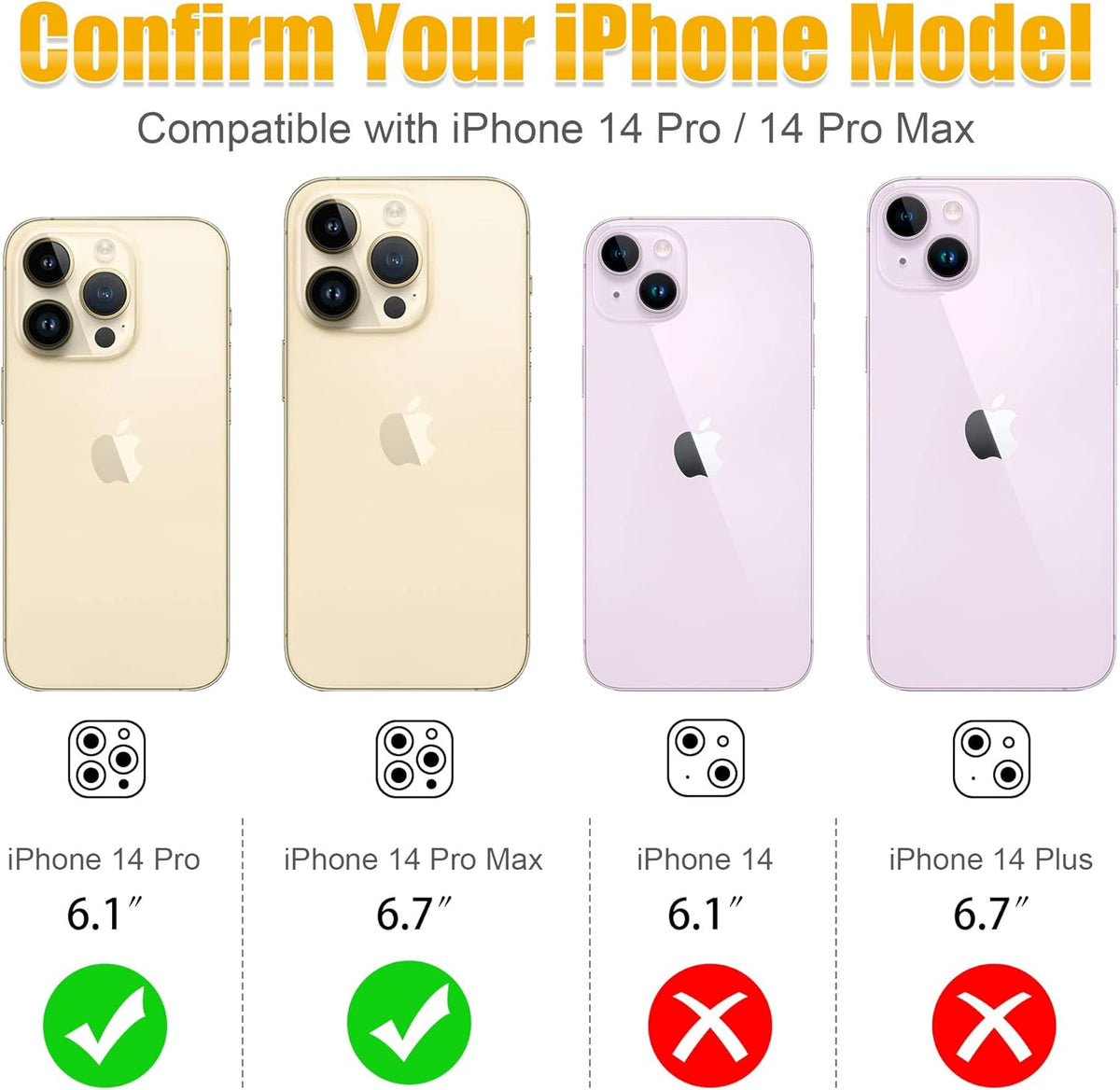 AGVEE 3+3 6 Pack for iPhone 14 Pro 6.1" / 14 Pro Max 6.7" Camera Lens Protector, Bling Diamond & Bling Glitter Metal Ring 9H Tempered HD Glass Camera Protector Cover Film, Bling-Black