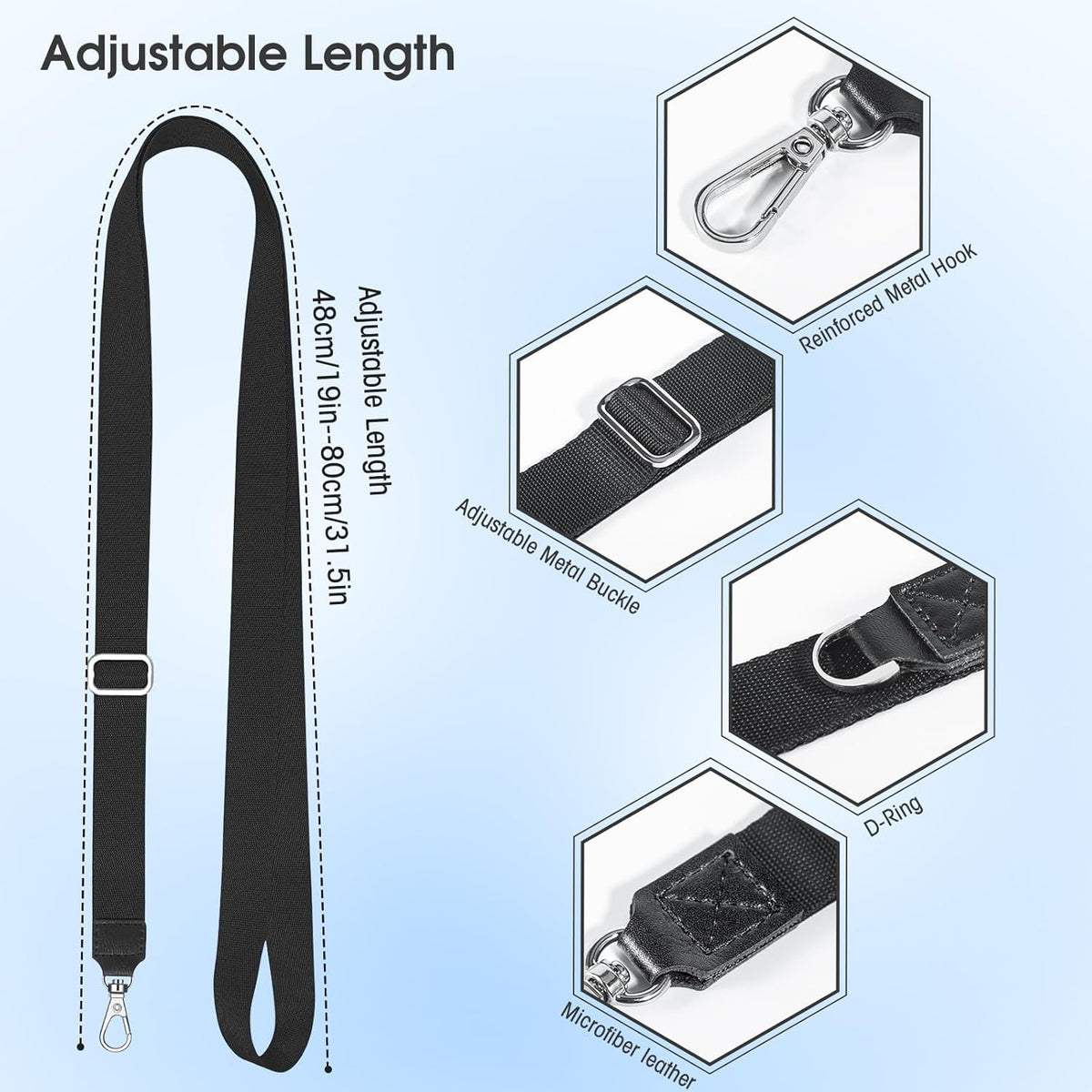 Phone Lanyard 2 Pack, Adjustable Cell Phone Multifuctional Patch Lanyards,Compatible with Most Smartphones and Wallets Keys ID Badges Travel Essentials(Black+Gray) (Lanyard Letter Sign K)