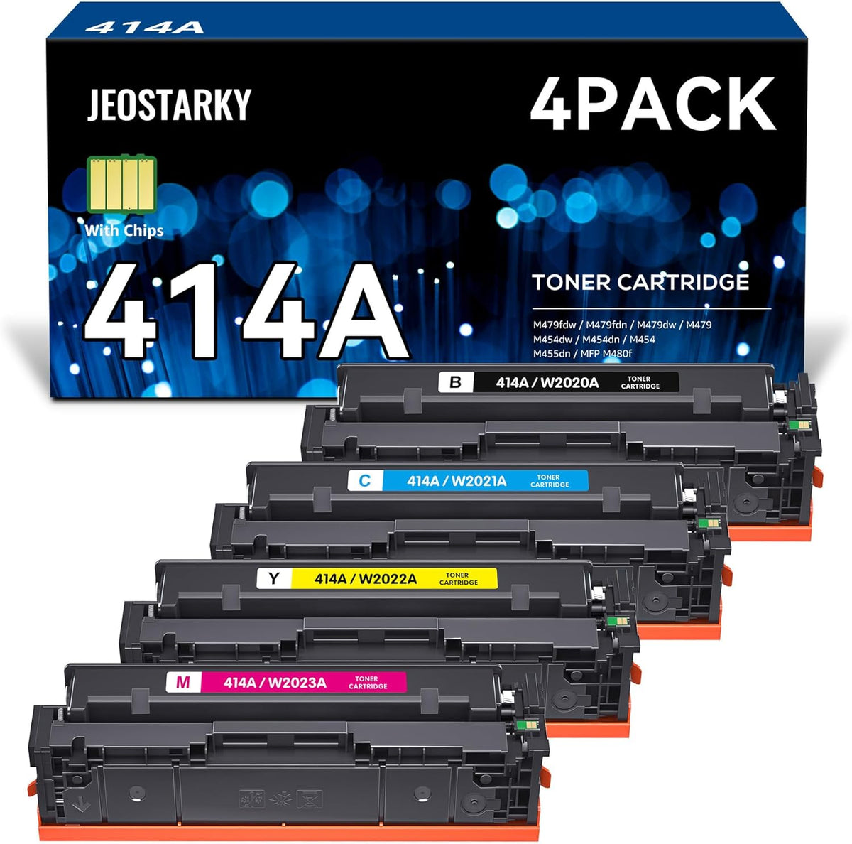 414a Toner Cartridges 4 Pack Replacement for HP 414a Toner 414X W2020a Compatible with HP Color Laserjet Pro MFP M479fdw M479fdn M454dw M454dn M480f Printer