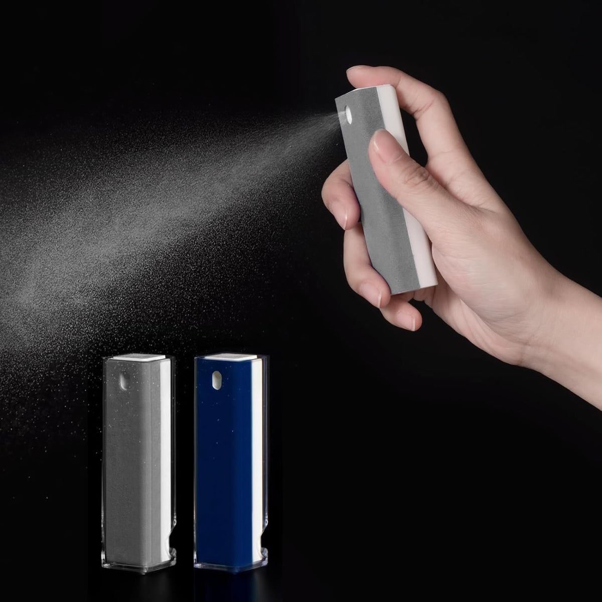 CLICK CLEAN 2Pcs Screen Cleaner, Fingerprint Proof Mist Cleaner Spray, All-in-One Cleaner with Microfiber for All Phones, Laptop and Tablet Screens (Grey + Dark Blue)