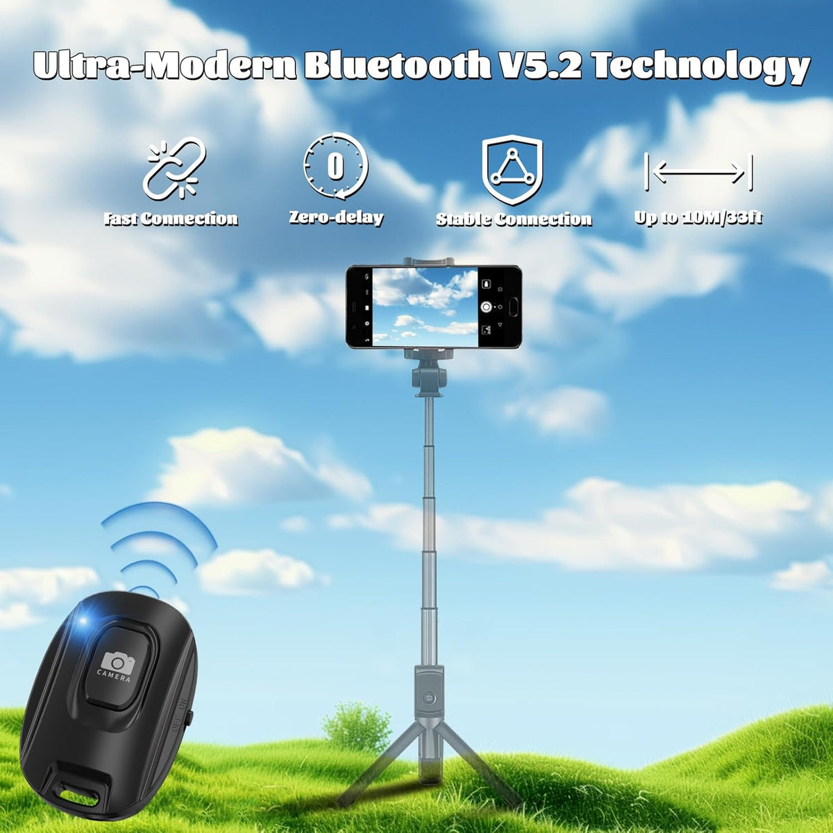 MAIRAN Rechargeable Wireless Camera Remote Shutter for iPhone and Android Smartphones,2 Pack Bluetooth Phone Remote Control,Selfie Button for Photos and Videos Charging Cable Included-Black&White