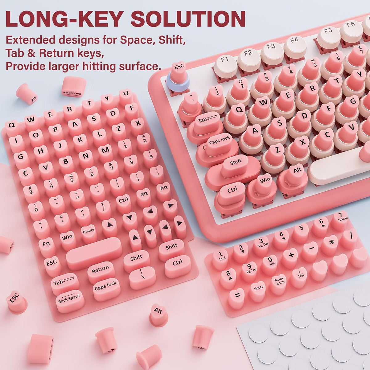 91PCS Udefineit Long Nails Keyboard Stickers, Self-Adhesive Keyboard Bubbles for Long Nails Typing and Gaming