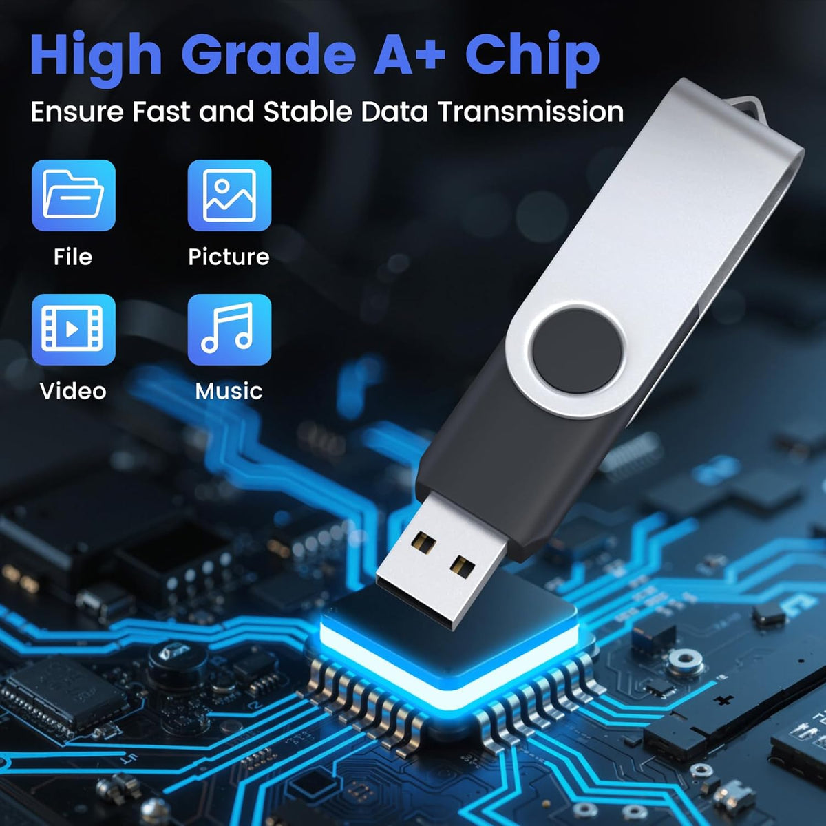 ABLAZE 16GB Flash Drive 2 Pack, USB 2.0 Thumb Drives with Lanyards Swivel USB Memory Stick 16GB