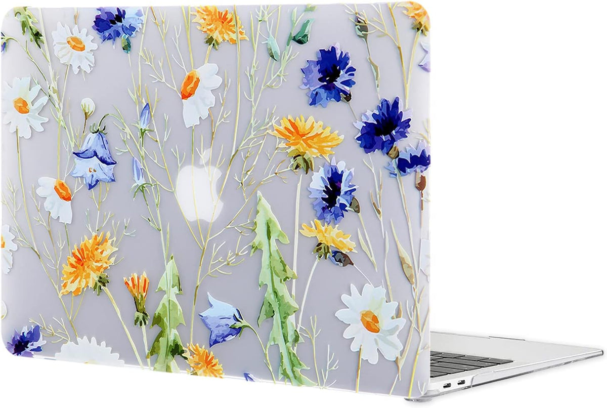 Case for MacBook Pro 13 inch M2 M1 A2338 A2289 A2251 A2159 A1989 A1706 2023-2016 Release with Touch ID, 6 in 1 Matte Clear Shell&Keyboard Cover&Screen Protector&Webcam Cover, Floral