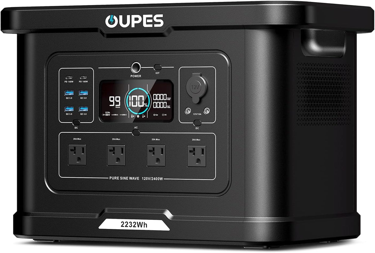 OUPES Exodus 2400 Solar Generator with 100W Panels, LiFePO4 Power Station for Camping, RVs, Home Backup & Off-Grid Adventures