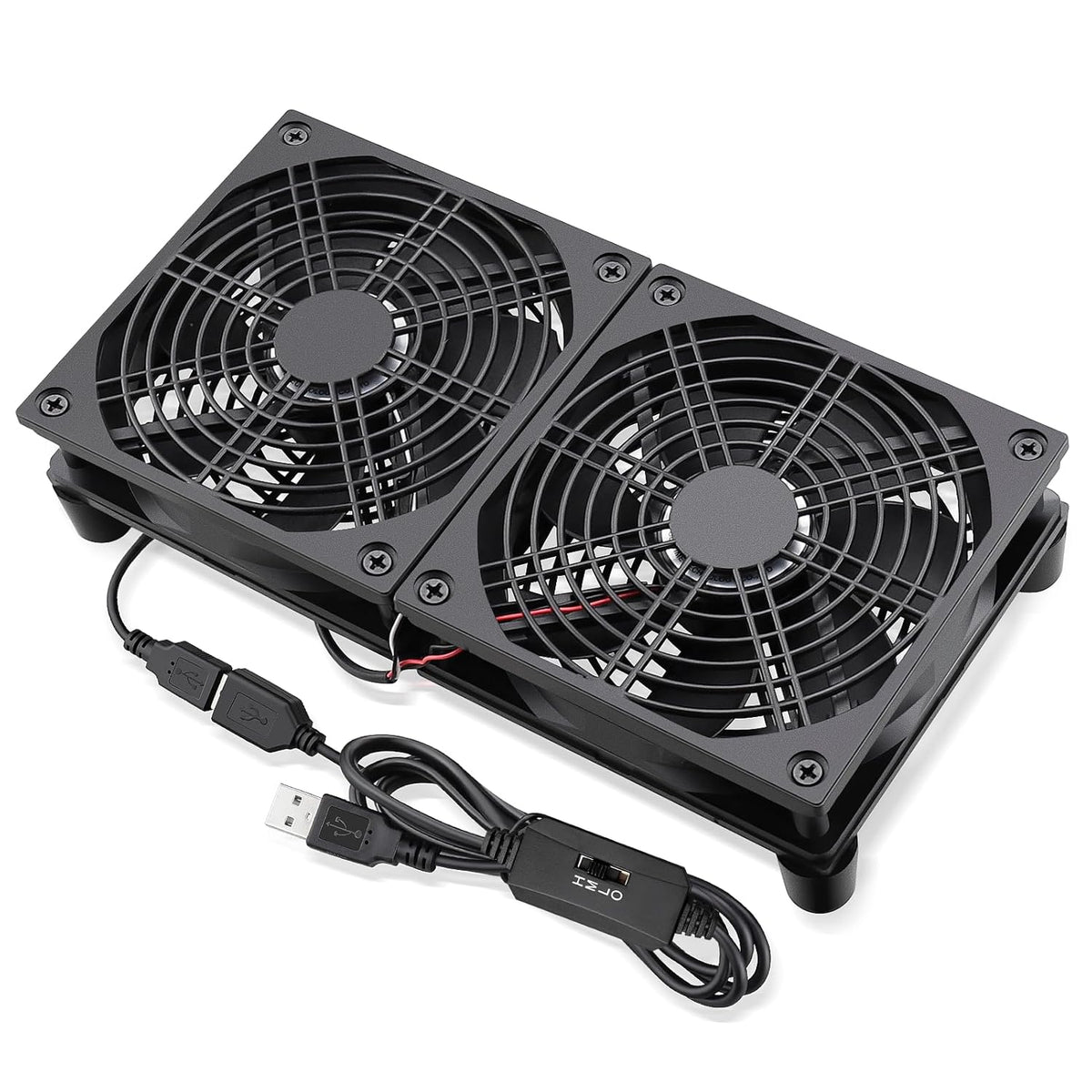 3 5V 120mm GDSTIME Quiet Router Fan Cooler with Speed Control, L/M/H, DC USB Powered Dual Computer Cooling Case Fan