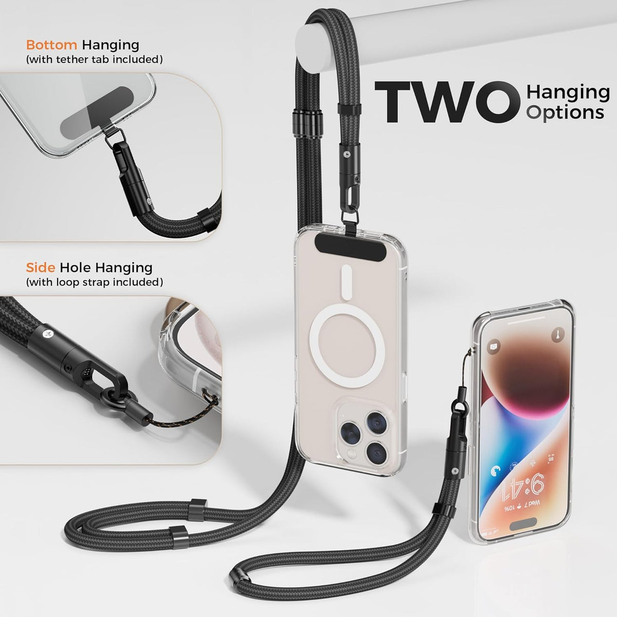 SURDOCA 3-In-1 Phone Lanyard with Tether Tab & Loop Strap, Adjustable Anti Theft Phone Strap for Crossbody, Neck, Wrist - Universal for Camera, Earphone, USB Drives, ID Badges