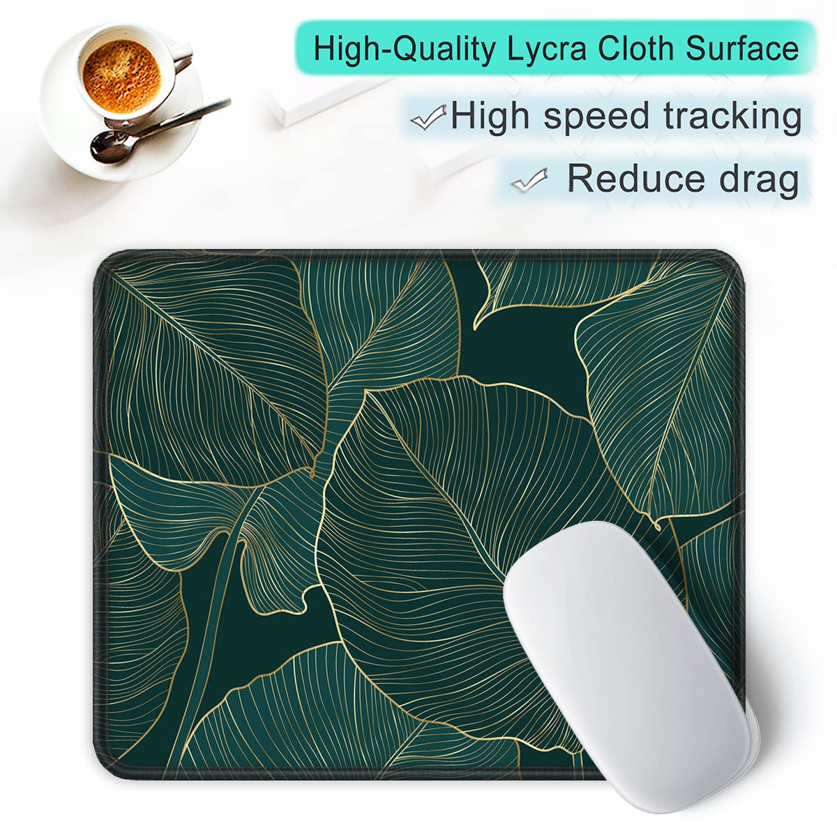 ITNRSIIET Mouse Pad with Stitched Edge Premium Textured Smooth Precise Operation Waterproof Washable Non-Slip Rubber Base Desktop Protection Mat, 10.2×8.3×0.12 inches, Palm Texture