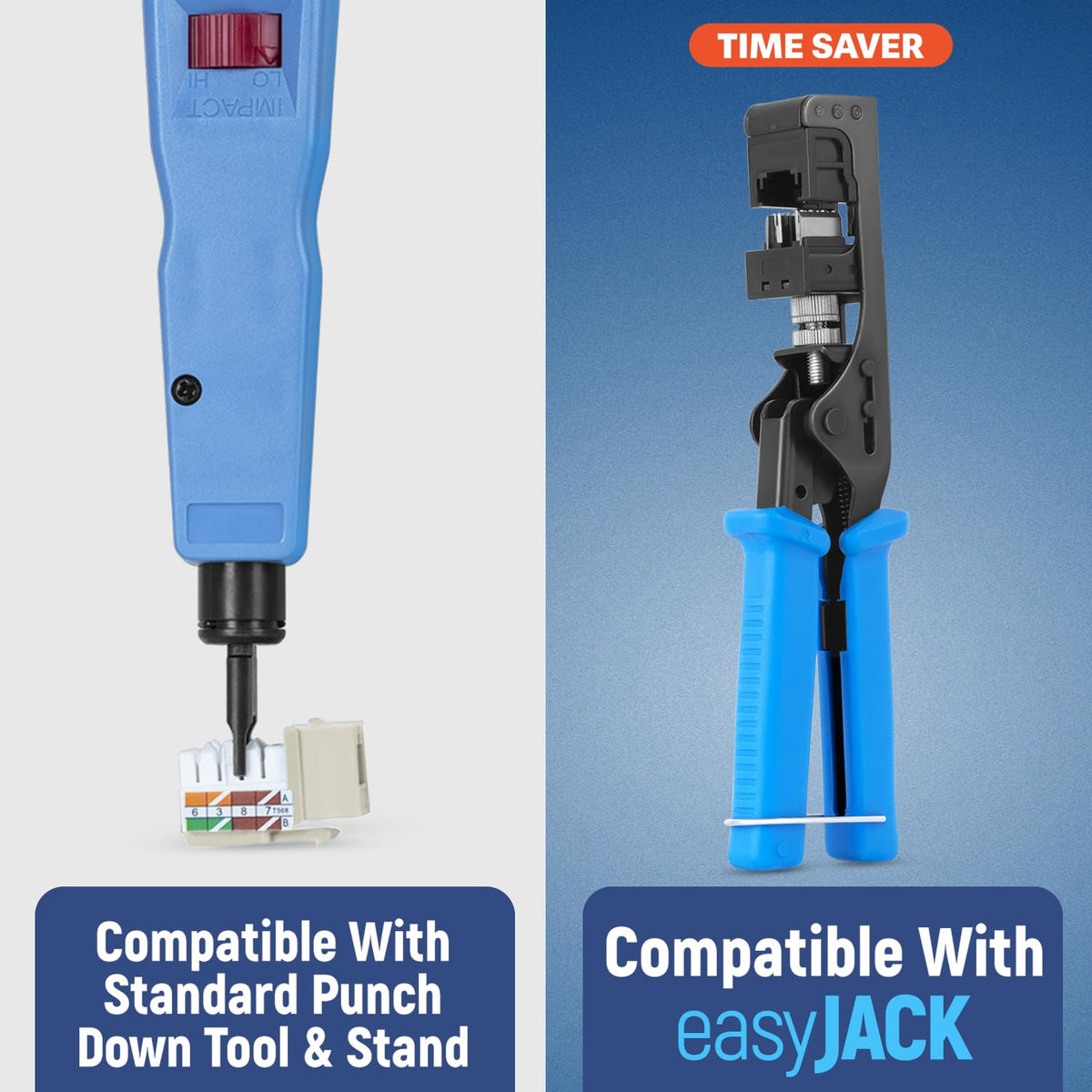 Everest 90° Angled RJ45 Cat6 Keystone Jacks 50-Pack in Light Almond | Slim Profile Female RJ45 Connectors | Cat 6 Keystone Jack | Compatible with 90° Angled Speed Termination Tool - easyJACK
