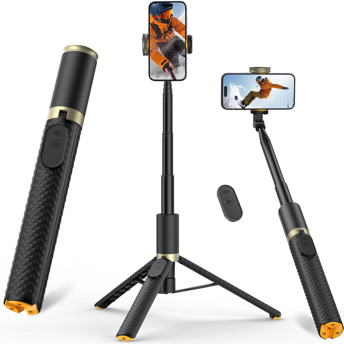 62" Phone Tripod & Selfie Stick, Tripod for iPhone with Remote, Portable, Lightweight Travel Tripod for Selfies Video Recording Vlog, Extendable iPhone Tripod Stand Compatible with iPhone Android
